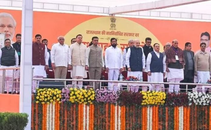 सीएम पुष्कर सिंह धामी ने राजस्थान के सीएम भजन लाल के शपथ ग्रहण समारोह में हुए शामिल - RAIBAR PAHAD KA