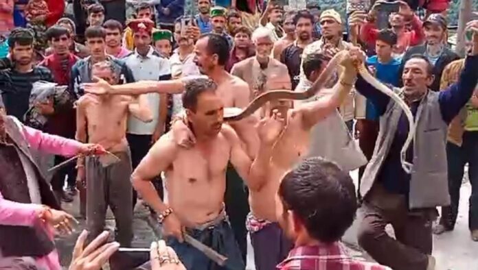 देखें वीडियो:उत्तराखंड के उत्तरकाशी में पांडव लीला के दौरान हुआ देवीय चमत्कार नाग देवता हुए प्रकट पश्वा ने गले में लटकाकर भक्तों को दिया आशीर्वाद:पूरे उत्तराखंड में बना चर्चा का विषय - RAIBAR PAHAD KA